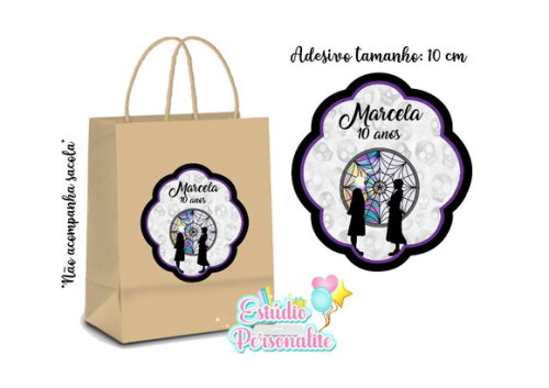 Adesivo para Sacola Kraft Wandinha Addams