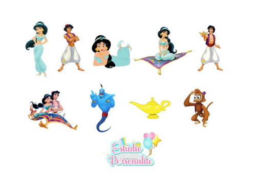 Aplique Aladdin e Jasmine