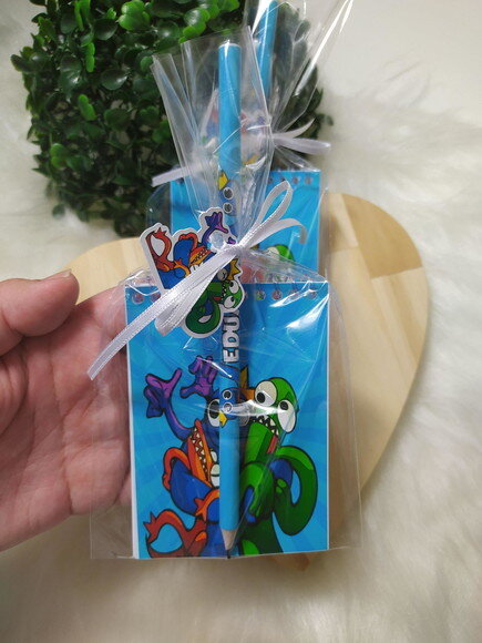 Bloquinho com Lápis + Embalagem Rainbow Friends