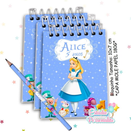 Bloquinho com Lápis Alice no País das Maravilhas