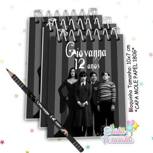 Bloquinho com Lápis Família Addams
