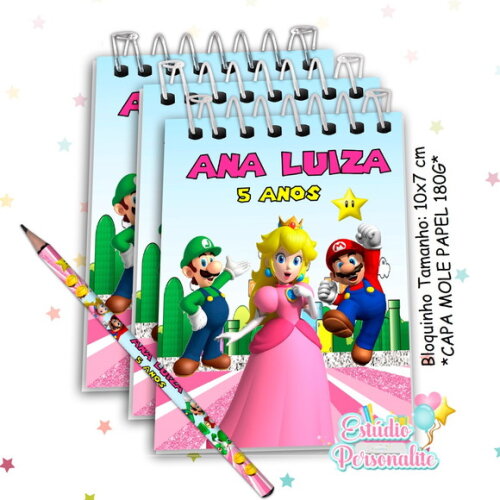 Bloquinho com Lápis Super Mario Princesa Peach