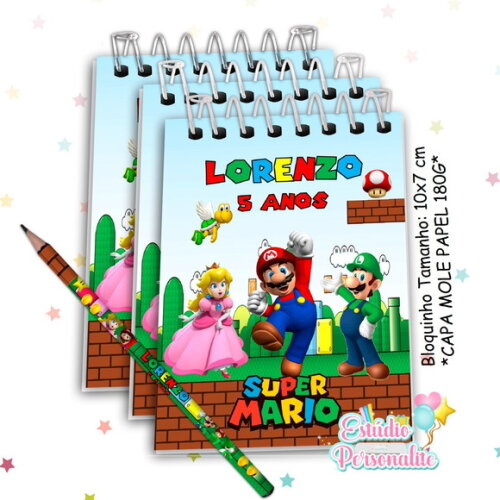 Bloquinho com Lápis Super Mario