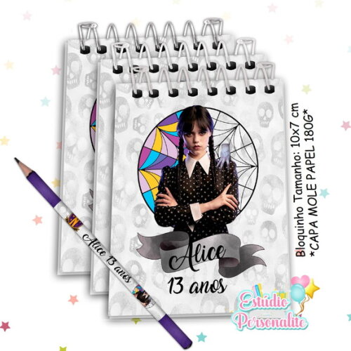 Bloquinho com Lápis Wandinha Addams