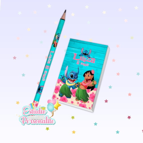 Bloquinho e Lápis Lilo e Stitch