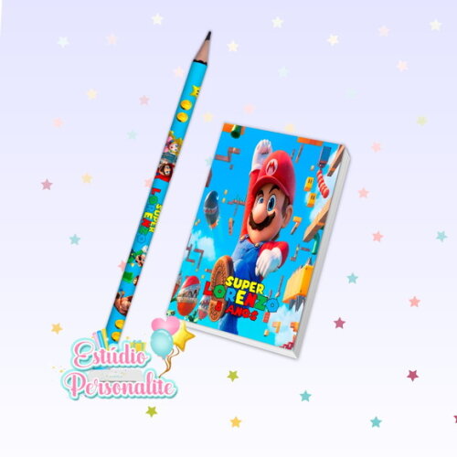 Bloquinho e Lápis Super Mario Bros