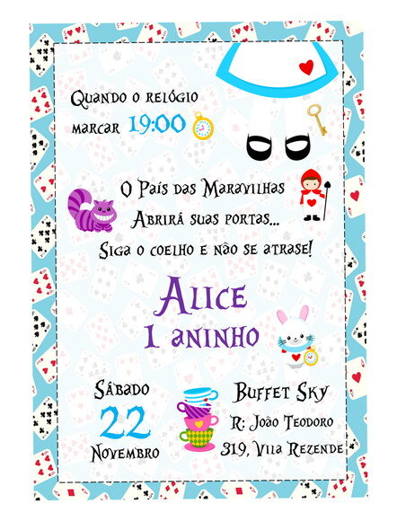 Convite Digital Alice no País das Maravilhas