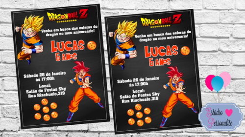 Convite Digital Dragon Ball