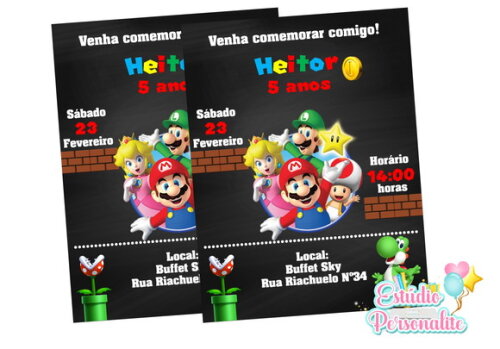 Convite Digital Mario Bros