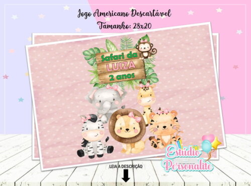 Jogo Americano Descartável Safari Rosa