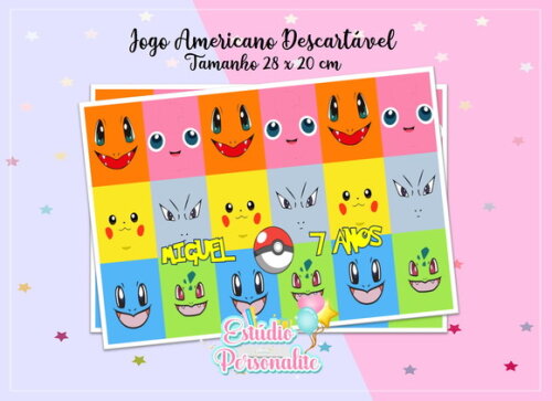 Jogo Americano Descartável Pokémon