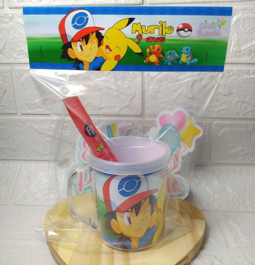 Kit Caneca+ Fini + Embalagem Pokémon