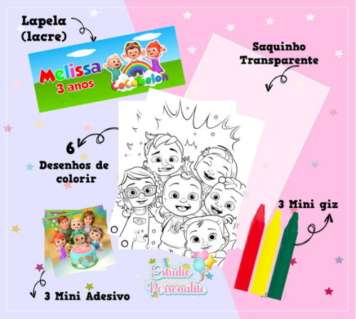 Kit de Colorir + Adesivo Cocomelon