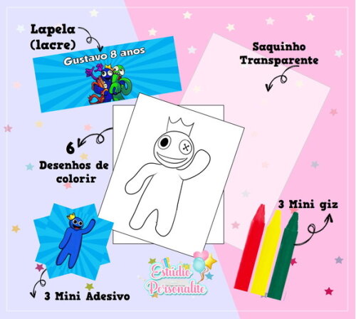 Kit de Colorir + Adesivo Rainbow Friends