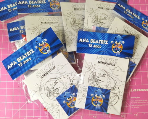 Kit de Colorir + Adesivo Sonic
