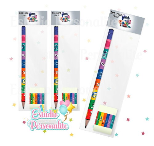 Kit Escolar Lápis + Borracha Divertidamente 2