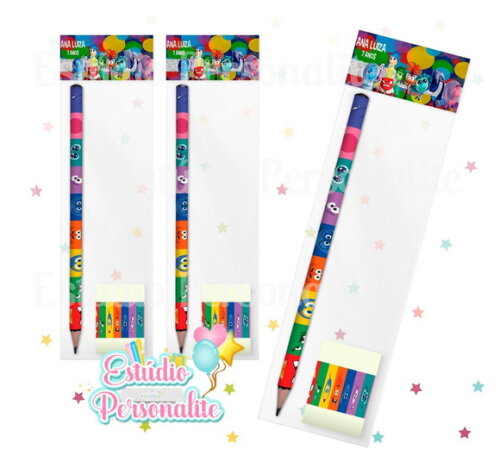 Kit Escolar Lápis + Borracha Divertidamente 2