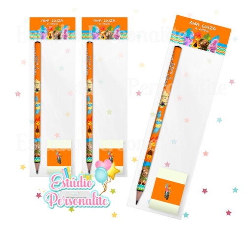 Kit Escolar Lápis + Borracha Filme Elementos