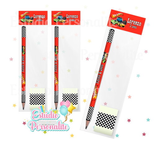 Kit Escolar Lápis + Borracha Hot Wheels