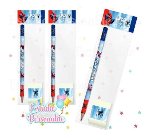 Kit Escolar Lápis + Borracha Homem Aranha