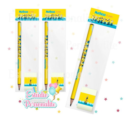 Kit Escolar Lápis + Borracha Minions