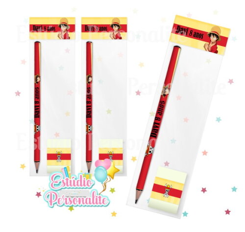 Kit Escolar Lápis + Borracha One Piece
