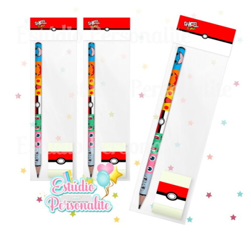 Kit Escolar Lápis + Borracha Pokémon