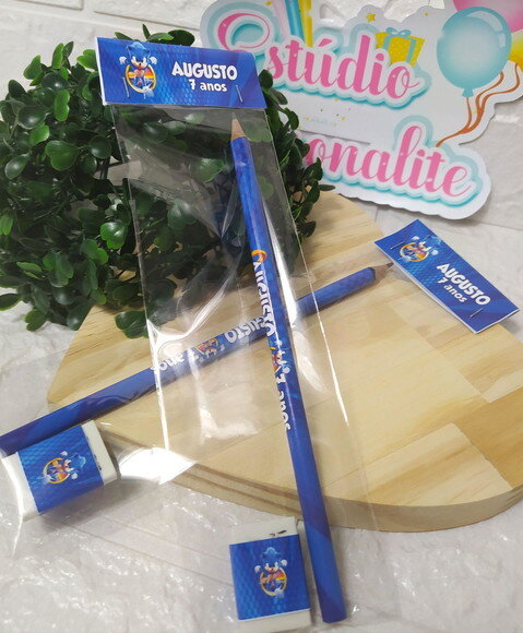 Kit Escolar Lápis + Borracha Sonic o Filme