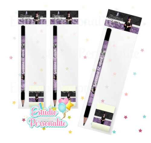 Kit Escolar Lápis + Borracha Wandinha Addams