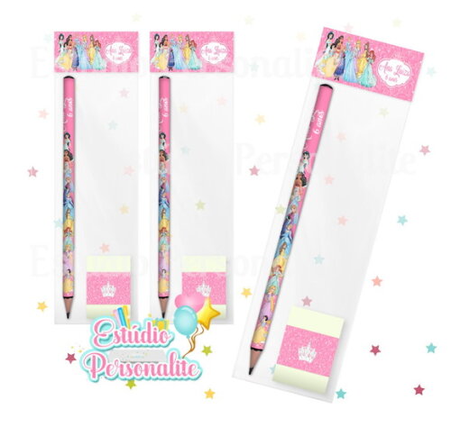 Kit Escolar Lápis e Borracha Princesas Disney (aquarela)