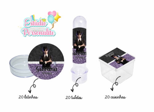Kit Festa 60 Itens Wandinha Addams