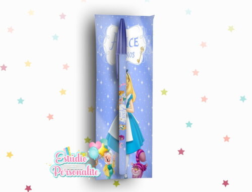 Lembrancinha Alice no País das Maravilhas Caneta + Embalagem