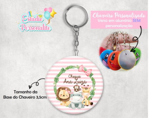 Lembrancinha Maternidade Chaveiro Safari Rosa