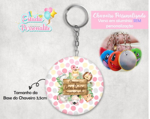 Lembrancinha Maternidade Chaveiro Safari Rosa
