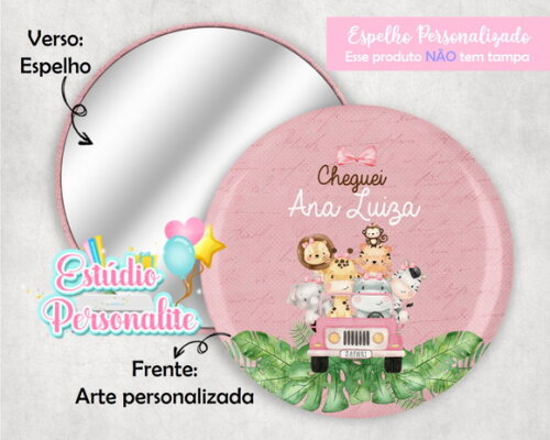 Lembrancinha Maternidade Espelho Safari Rosa