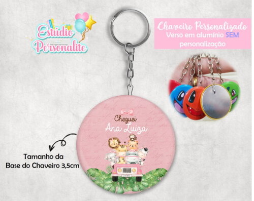 Lembrancinha Maternidade Chaveiro Safari Rosa
