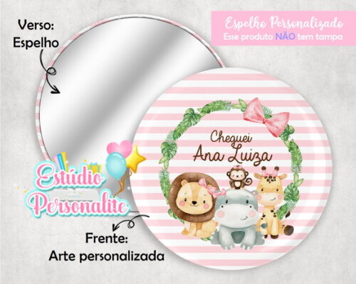 Lembrancinha Maternidade Espelho Safari Rosa