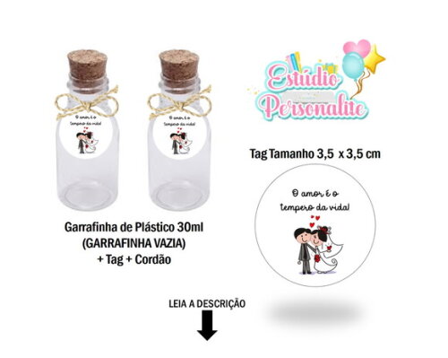 Lembrancinha o Amor É o Tempero da Vida (garrafinha Vazia)