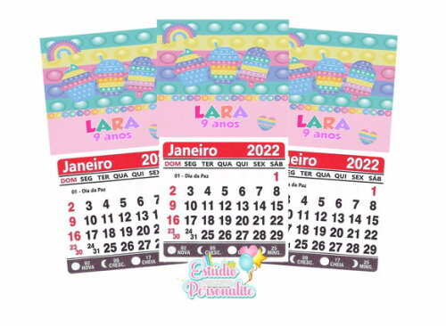 Mini Calendário 2022 Fidget Toys Pop It