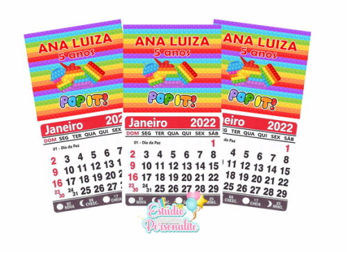 Mini Calendário 2022 Fidget Toys Pop It