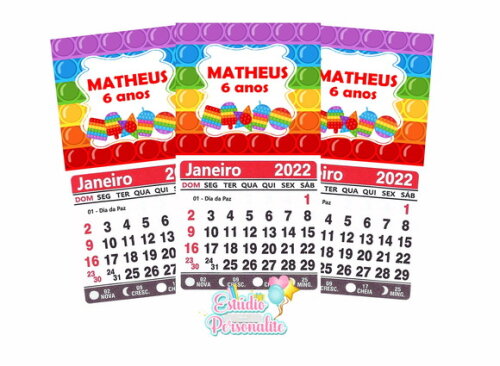 Mini Calendário 2022 Fidget Toys Pop It