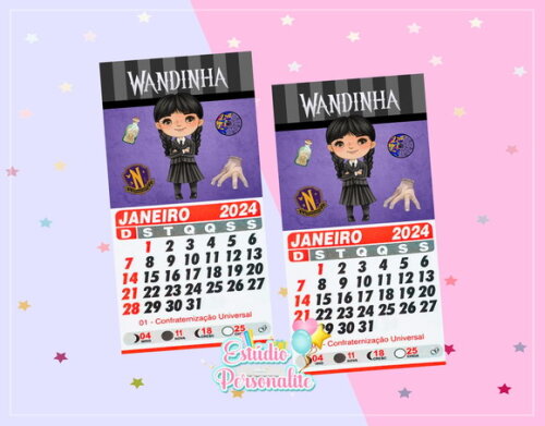 Mini Calendário Personalizado Wandinha