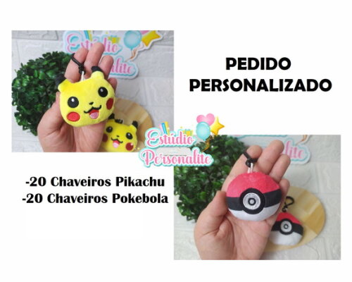 Pedido Personalizado 40 Chaveiros Pokémon