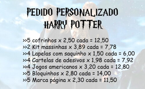 Pedido Personalizado Harry Potter