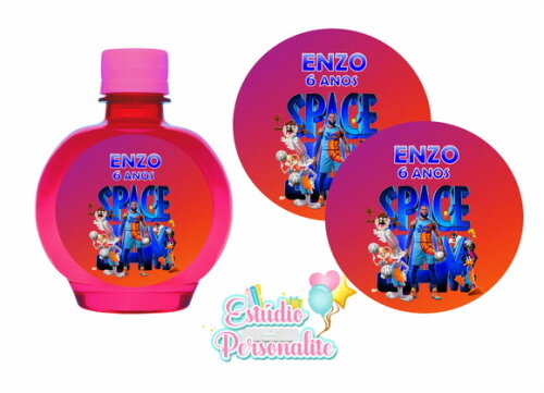 Rótulo adesivo p/ Água Ouro fino Space Jam Um Novo Legado