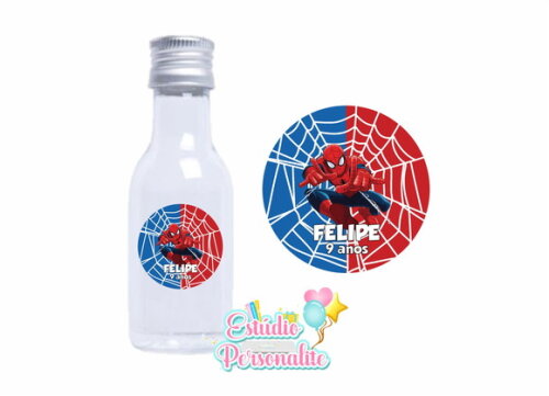 Rótulo adesivo p/ Mini garrafinha Homem Aranha