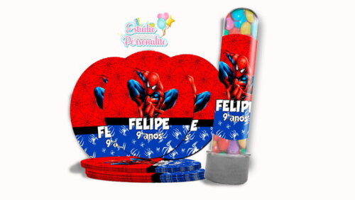 Rótulo Adesivo p/ Tubete Homem Aranha