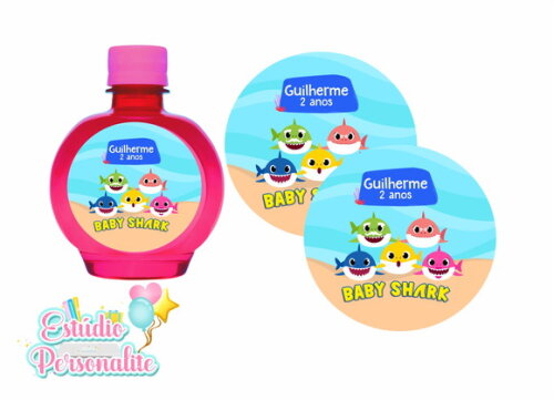 Rótulo Adesivo para Água Ouro Fino Baby Shark