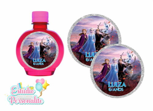 Rótulo Adesivo para água ouro fino Frozen 2