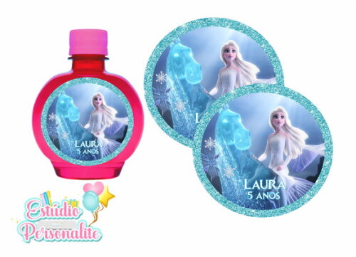 Rótulo Adesivo para água ouro fino Frozen 2